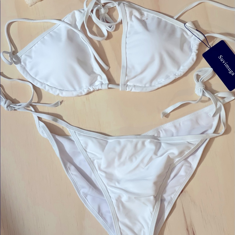 BRAND NEW NEVER WORN white string bikini size:XL